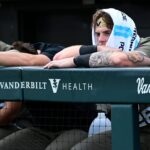 Vanderbilt baseball players react to a loss.