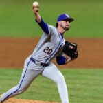 LSU baseball pitcher Casan Evans.