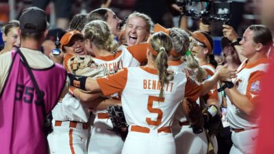 Texas celebrates a Game 1 win.