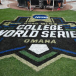College World Series logo in Omaha.