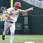 Ryder Helfrick after hittng a home run in the College World Series.