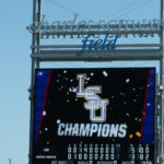 LSU baseball championship logo in Omaha.