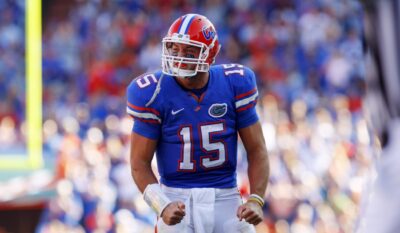 Tim Tebow celebrates a big play during his time at Florida.