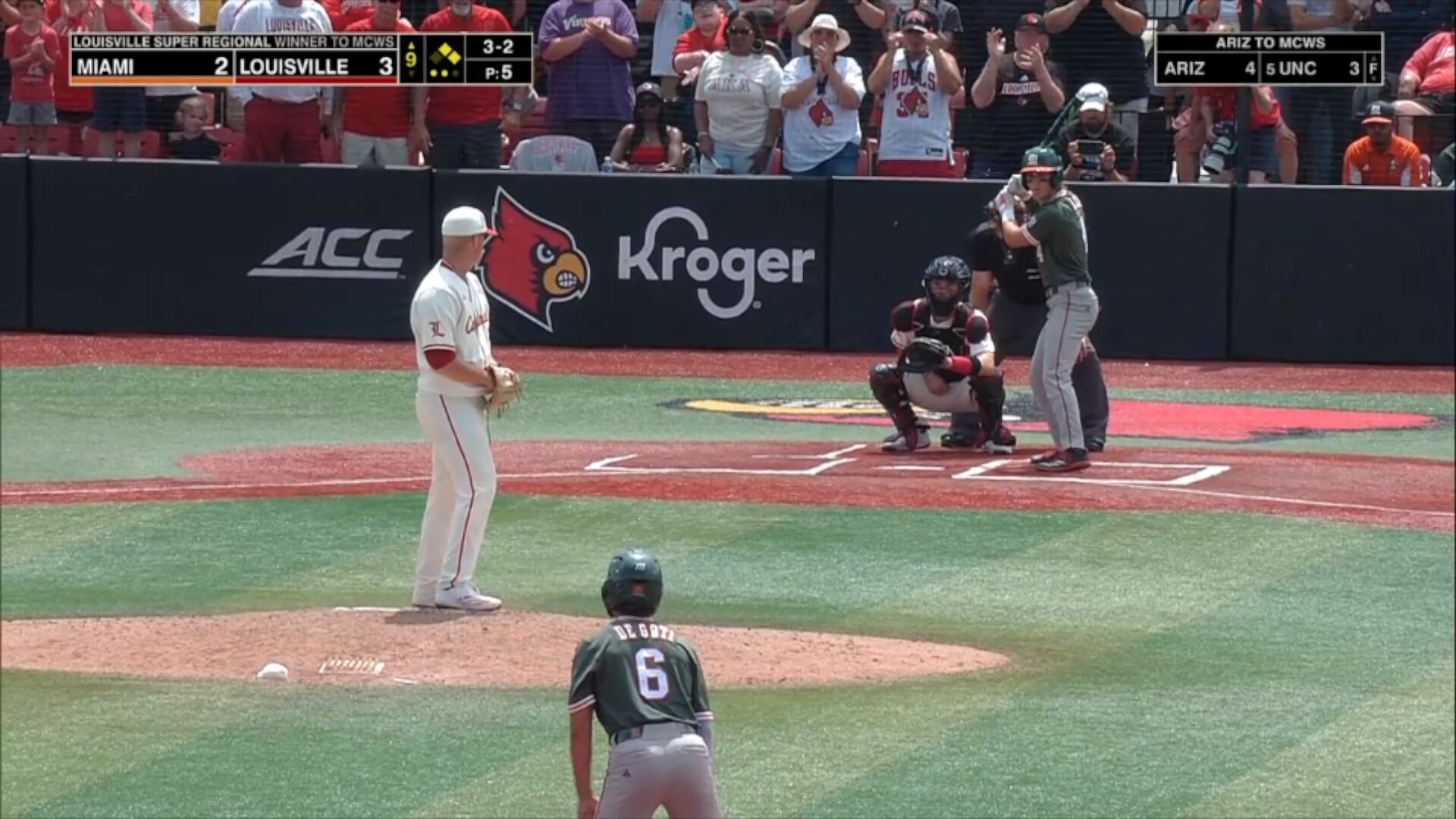 Louisville comes back to beat Miami, advance to College World Series