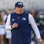 Geoff Collins coaches a Georgia Tech game.