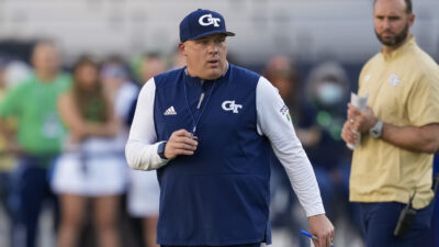 Geoff Collins coaches a Georgia Tech game.