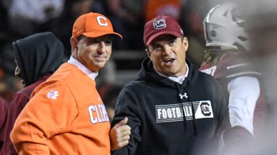 Clemson head coach Dabo Swinney and South Carolina head coach Shane Beamer.