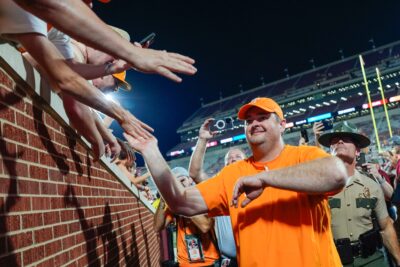 Josh Heupel celebrates a win.