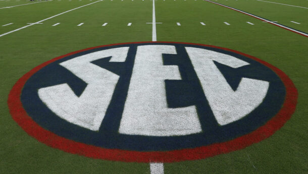 SEC on-field logo.