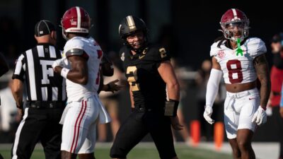 Vanderbilt quarterback Diego Pavia vs. Alabama.