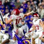 Bauer Sharp throws an interception vs. LSU.