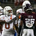 Texas A&M cornerback Will Lee III plays against Texas.