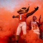 Texas mascot pumps up the crowd.