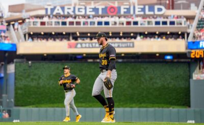 Paul Skenes walks off the mound during a game for the Pirates.