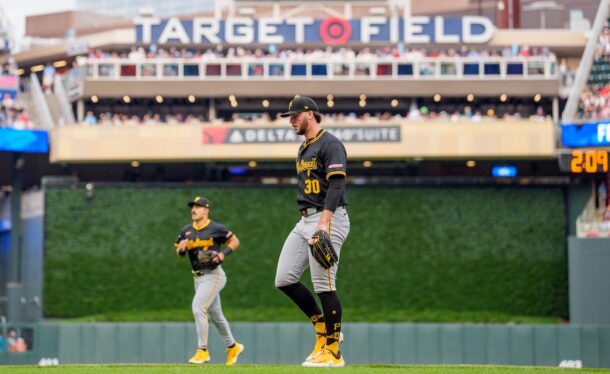 Paul Skenes walks off the mound during a game for the Pirates.
