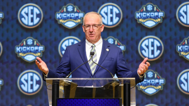 Greg Sankey speaks at 2025 SEC Media Days.