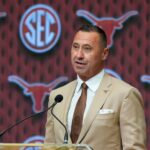 Texas coach Steve Sarkisian at SEC Media Days.