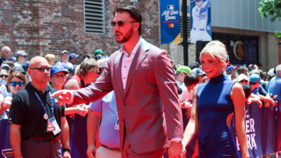 Paul Skenes and Livvy Dunne walk the All-Star Game red carpet.