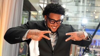 Alabama OT Kadyn Proctor at SEC Media Days.