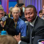 DJ Lagway speaks during SEC Media Days.