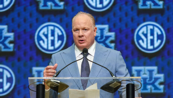 Mark Stoops speaks at SEC Media Days.