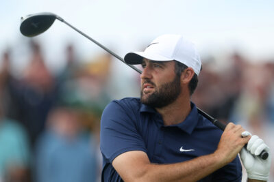 Scottie Scheffler plays at the Open Championship.