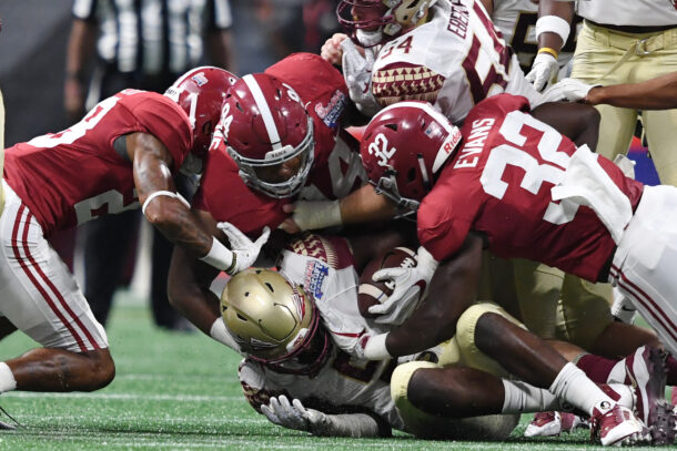 Alabama and Florida State play football.
