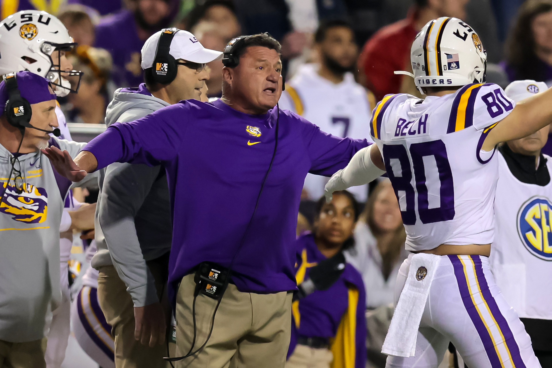 Ed Orgeron recalls Texas placing &lsquo;prettiest women&rsquo; near LSU bench in 2019