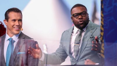 Mark Ingram on the set of FOX's Big Noon Kickoff.