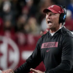 Alabama head coach Kalen DeBoer during a game.