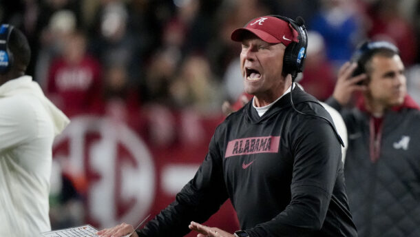 Alabama head coach Kalen DeBoer during a game.