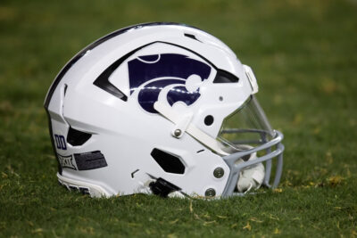 A Kansas State helmet is shown.
