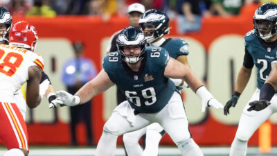 Former Alabama OL Landon Dickerson plays in the Super Bowl.