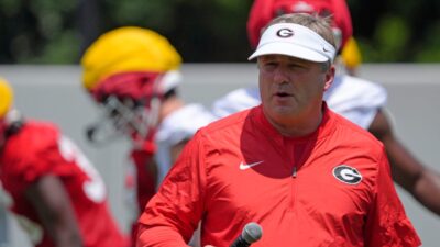 Georgia coach Kirby Smart at fall camp.