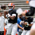 Florida quarterback DJ Lagway in practice.