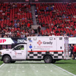 Ambulance at an NFL preseason game.