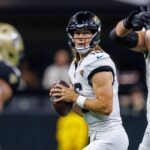 Trevor Lawrence during a preseason game for the Jacksonville Jaguars.