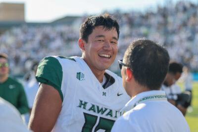 Hawaii kicker Kansei Matsuzawa in Week 1.