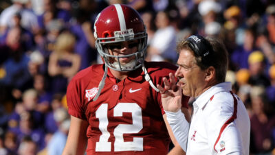 Greg McElroy and Nick Saban.