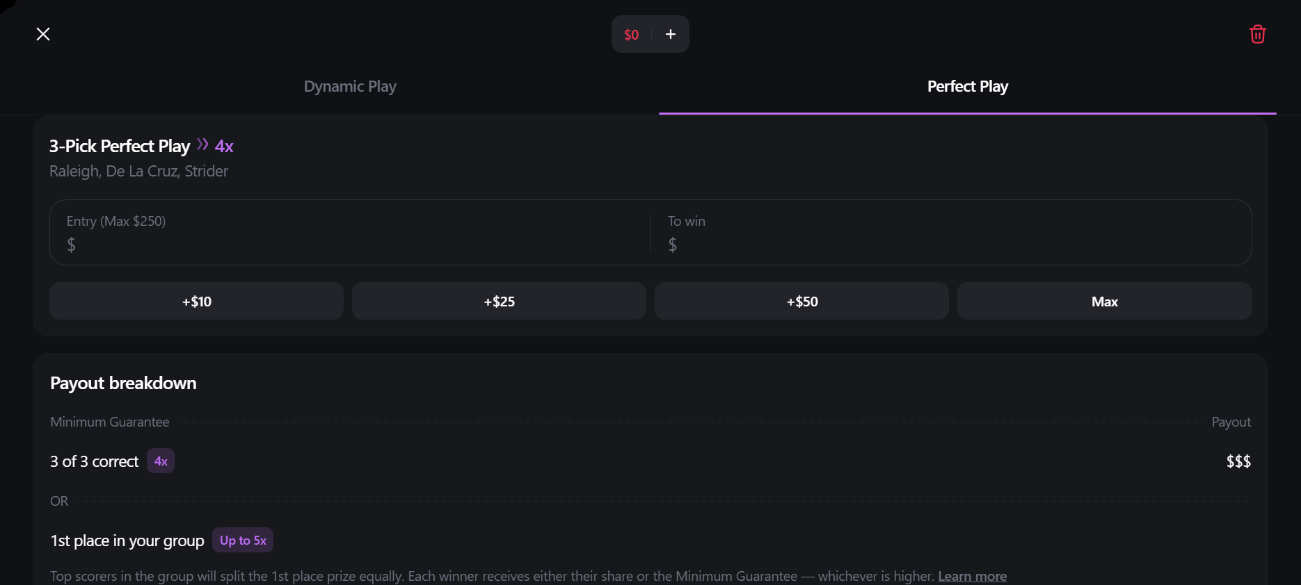 Betr Picks Perfect Play tab.