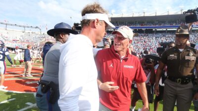 Ole Miss coach Lane Kiffin and Oklahoma coach Brent Venables.