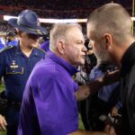 LSU coach Brian Kelly and Florida coach Billy Napier.