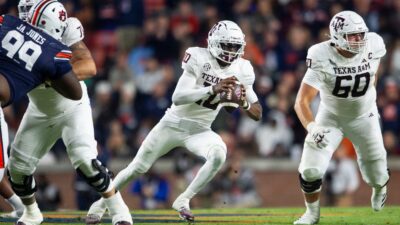 Marcel Reed plays for Texas A&M against Auburn.