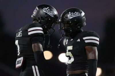 Mississippi State players celebrate.