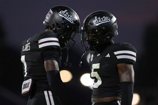 Mississippi State players celebrate.
