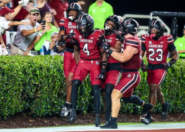 Vicari Swain celebrates a punt-return TD.