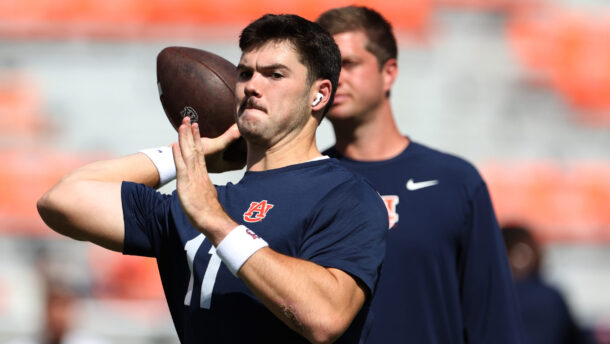 Jackson Arnold warms up before a game.