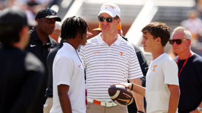 Faizon Brandon and Peyton Manning.