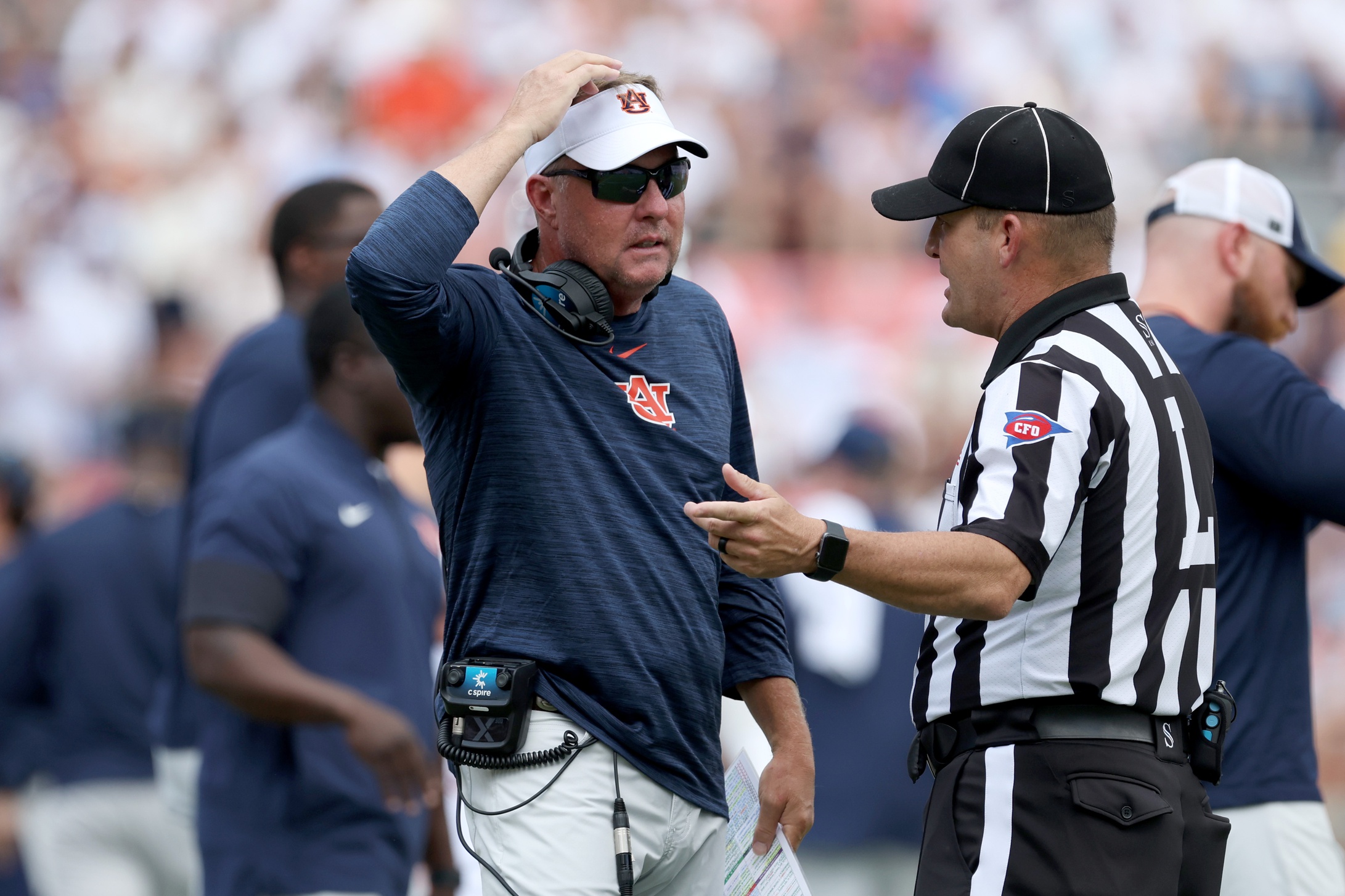 Hugh Freeze lambasts officials for overturned fumble against Oklahoma
