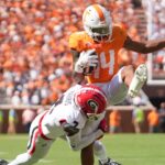 Tennessee receiver Braylon Staley makes a move.